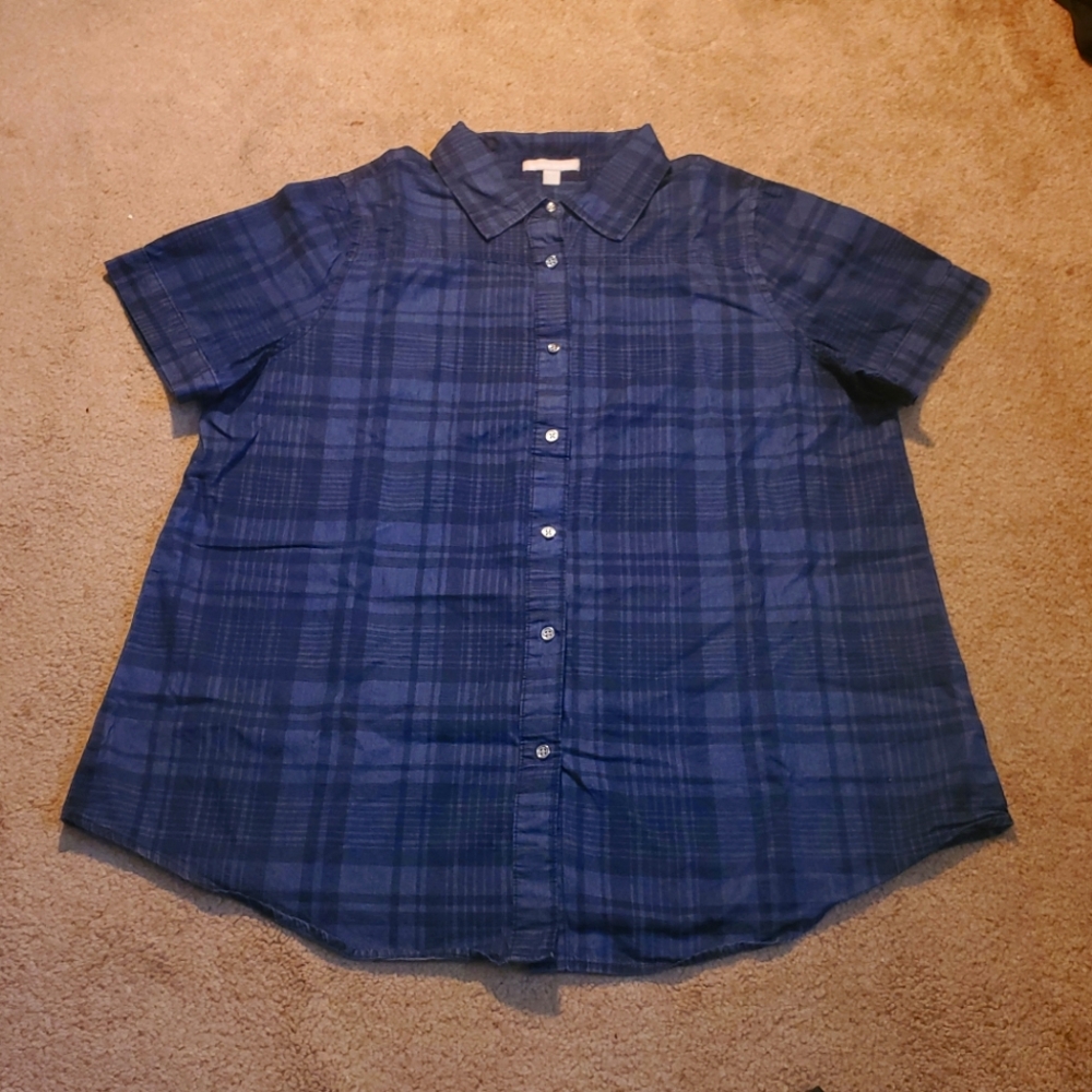 Plaid Button-down Short Sleeve Shirt